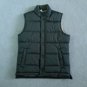 Gap Upcycled Puffer Vest Mens Size Small Brown Tan Water Resistant Snap NEW